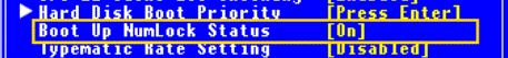 Boot Up NumLock Status