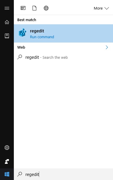 regedit - Widnows 10