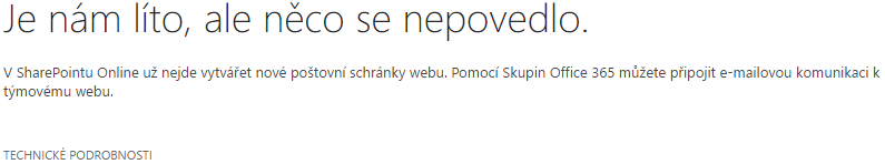 Chyba - Poštovní schránka webu