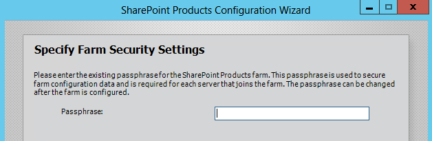 New SharePoint Server PassPhrase