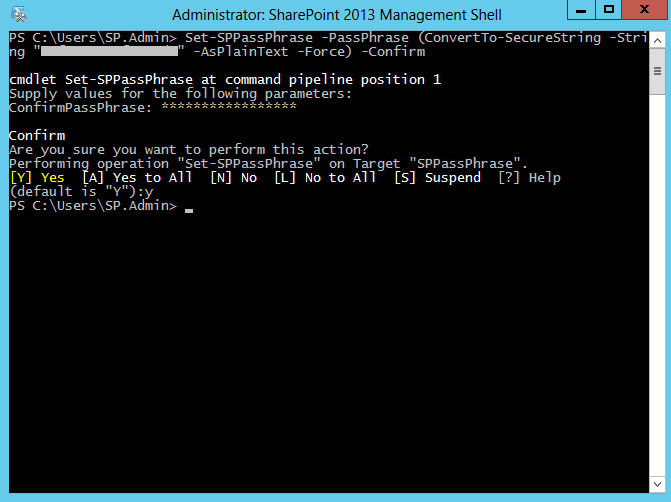 Set-SPPassPhrase