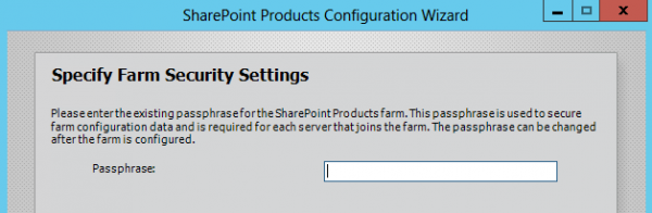 New SharePoint Server PassPhrase